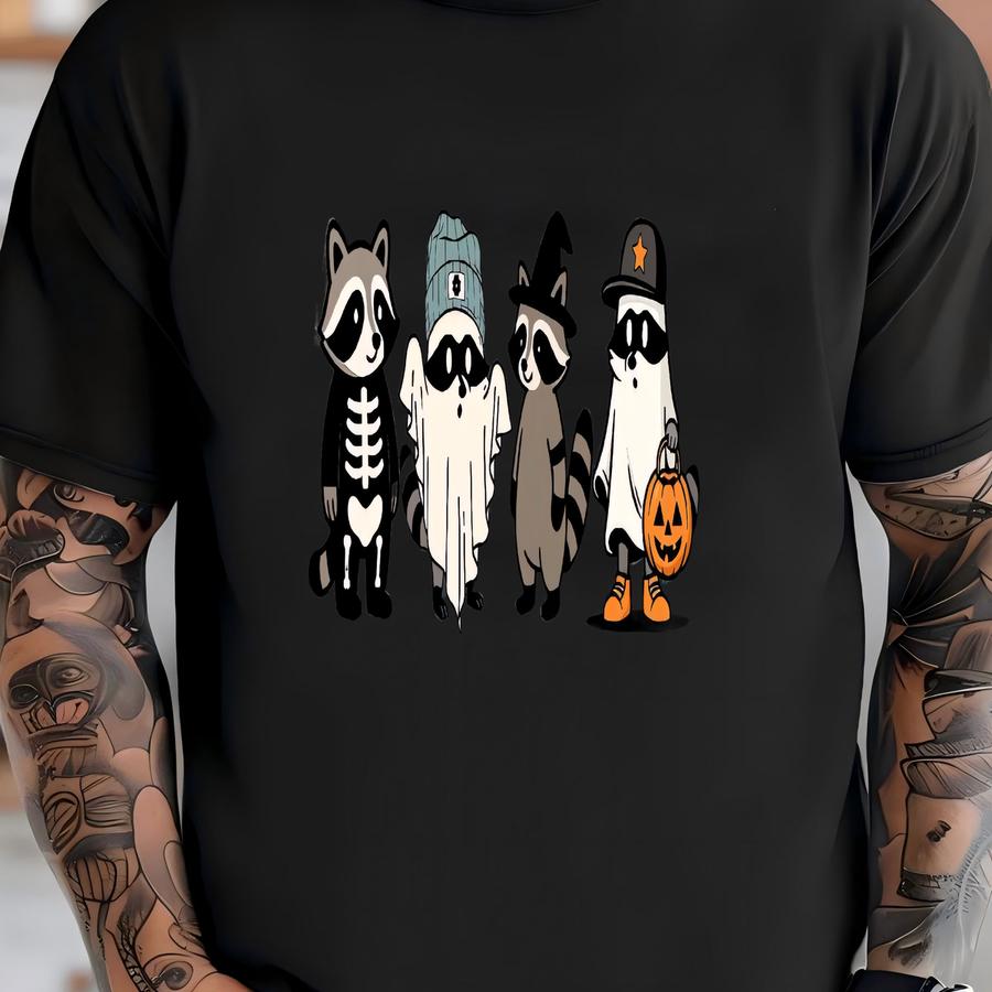 ® Shirt, Halloween Raccoon Shirt, Spooky Season Shirt, Spooky Raccoon Tee, Halloween Shirt, Skeleton , Pumpkin Gift T-shirt