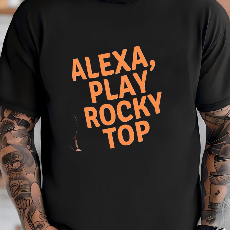 Alexa Play Rocky Top Stainless Steel Flask, 6oz, Tennessee Gift, Game Day Tailgate Flask, Sports Fan Gift, T-shirt