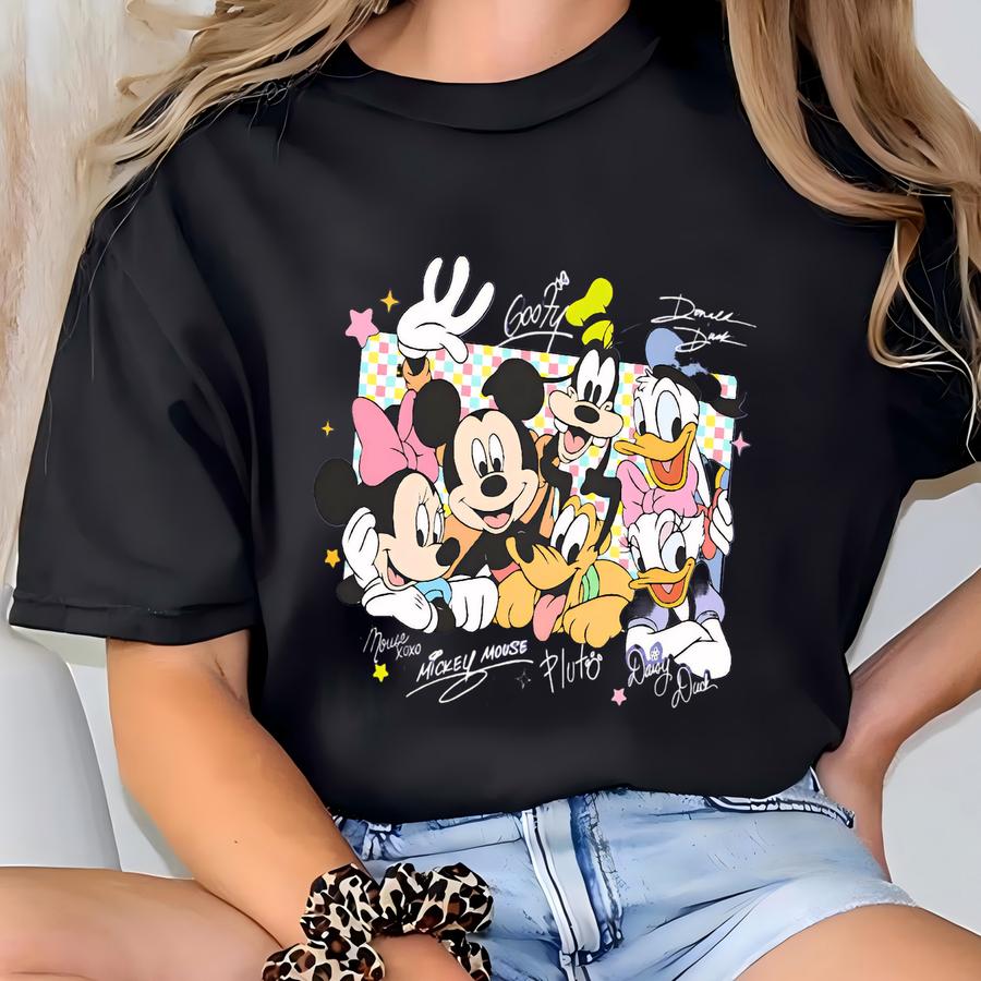 And Friends Shirts,  Checkered Tee, Family Shirt, And , , Pluto, Donald, Daisy T-shirt