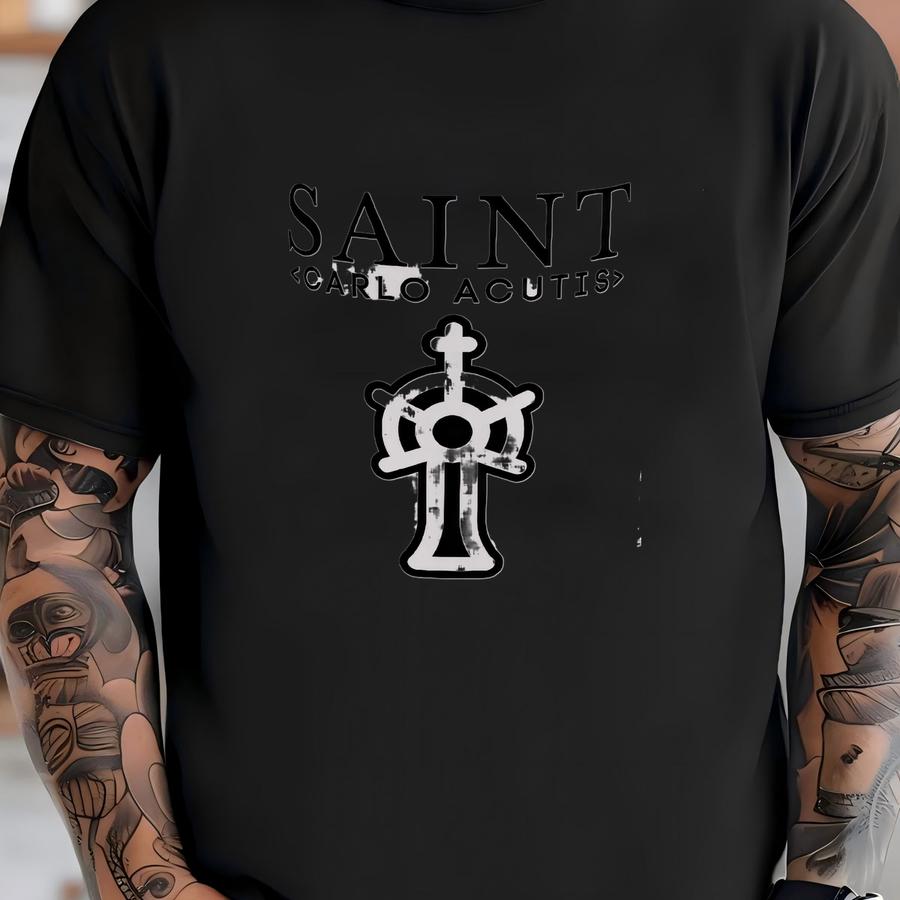 Saint Carlo Acutis Mug: Modern Catholic Coffee Cup, Eucharist Devotion T-shirt