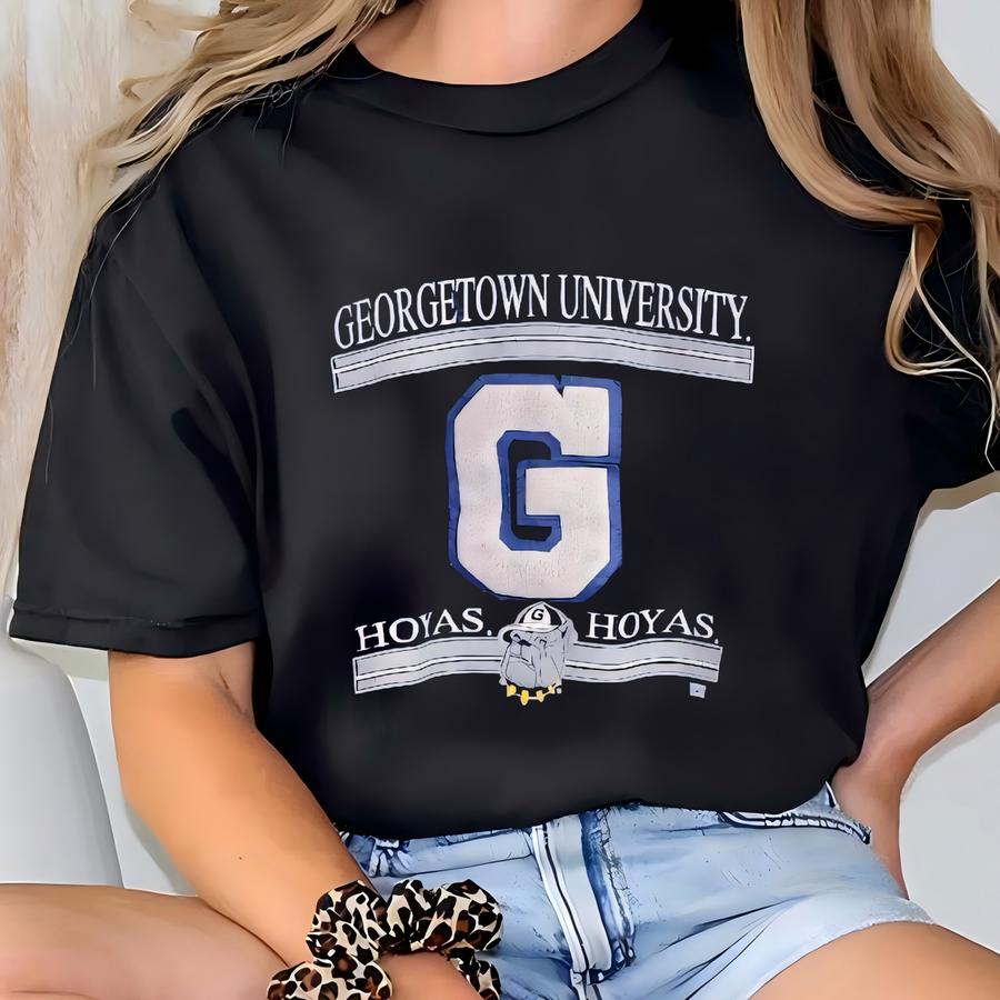 90s Ncaa Georgetown University ‘hoyas’ Crewneck Sweatshirt Y Logo Blue Color Men’s Xl T-shirt