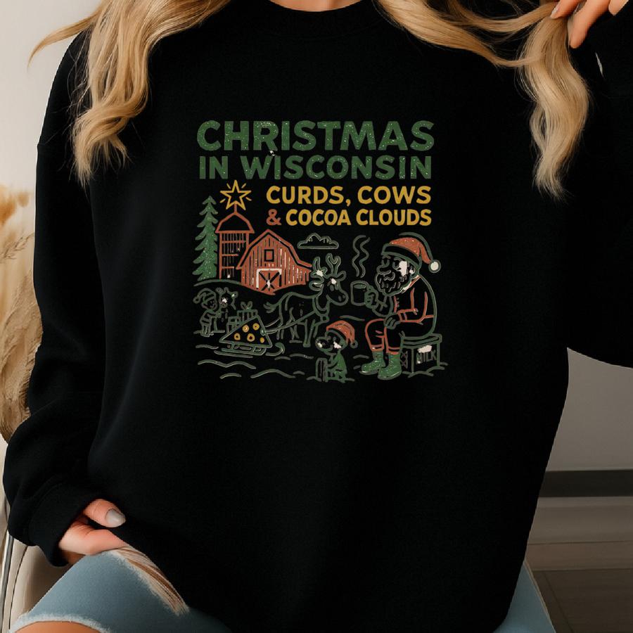 Christmas In Sweatshirt: Curds, Cows Cocoa Clouds Sweatshirt