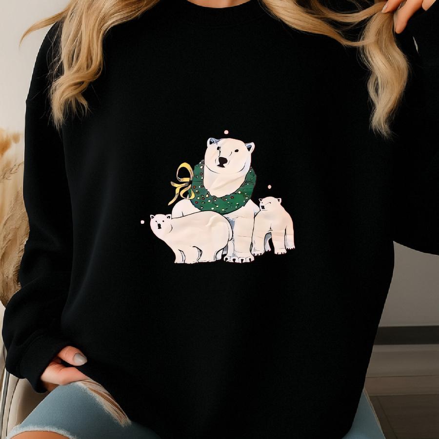 Vintage Polar Bear Habitat Sweatshirt Habitat Crewneck Jumper Polar Bear Pullover Sweater Polar Bear Cute Graphic Print Red Color Sweatshirt