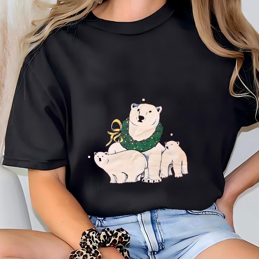 Vintage Polar Bear Habitat Sweatshirt Habitat Crewneck Jumper Polar Bear Pullover Sweater Polar Bear Cute Graphic Print Red Color T-shirt