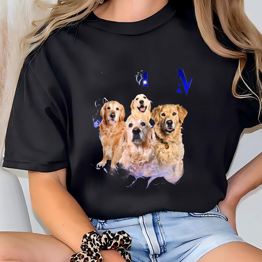 Custom Vintage Bootleg Pet Shirt, Pet Photo + Name Custom Dog Portrait Shirt, Custom Pet Gift, Dog Drawing Shirt, Dog Drawing Gift Shirt T-shirt