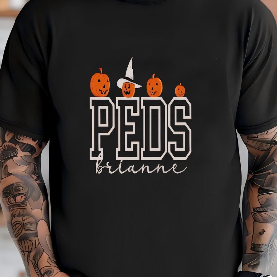 Custom Nurse Shirt Halloween Nurse Sweatshirt Spooky Sweatshirt Peds Nurse Sweatshirt Personalized Nurse Sweatshirt Gift For Pediatric Nurse T-shirt