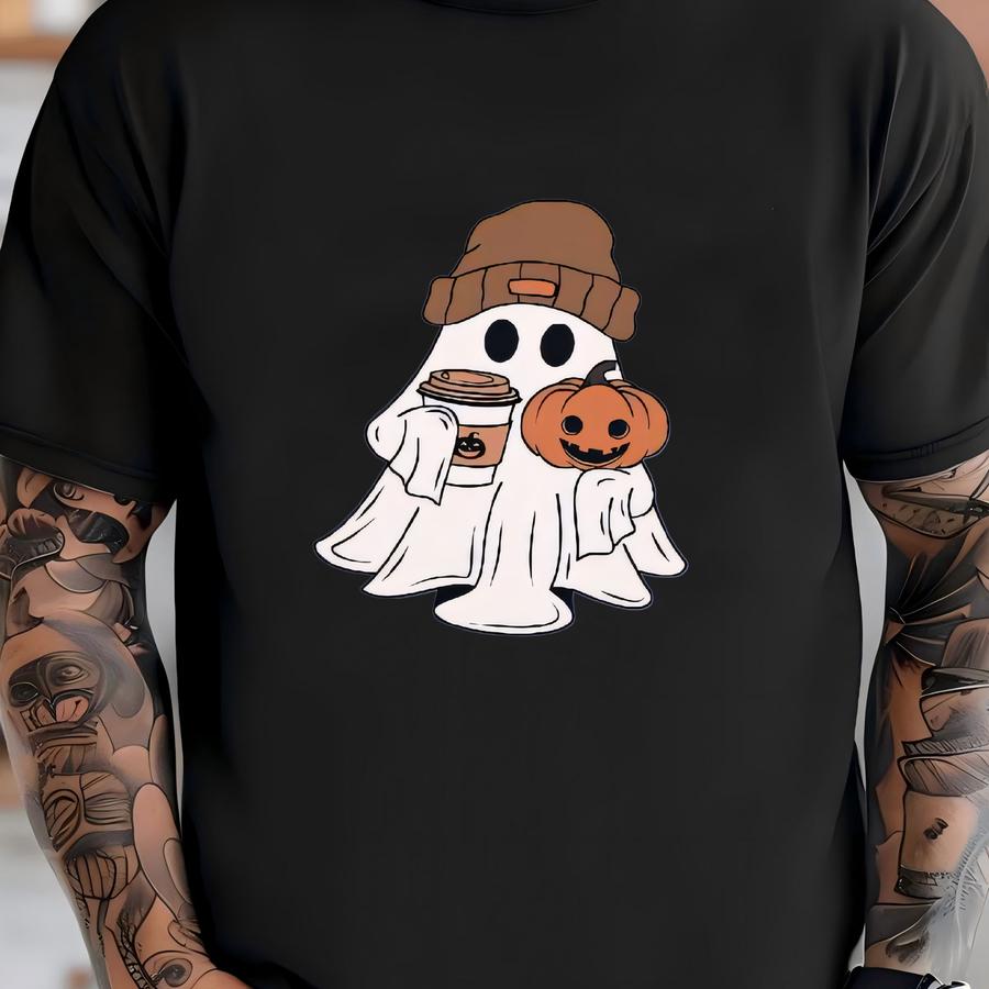 ® Сute Ghost Coffee Shirt, Сute Little Ghost Iced Coffee Hoodie, Boo Ghost Shirt, Ghost Coffee Shirt, Halloween Coffee Lovers T-shirt