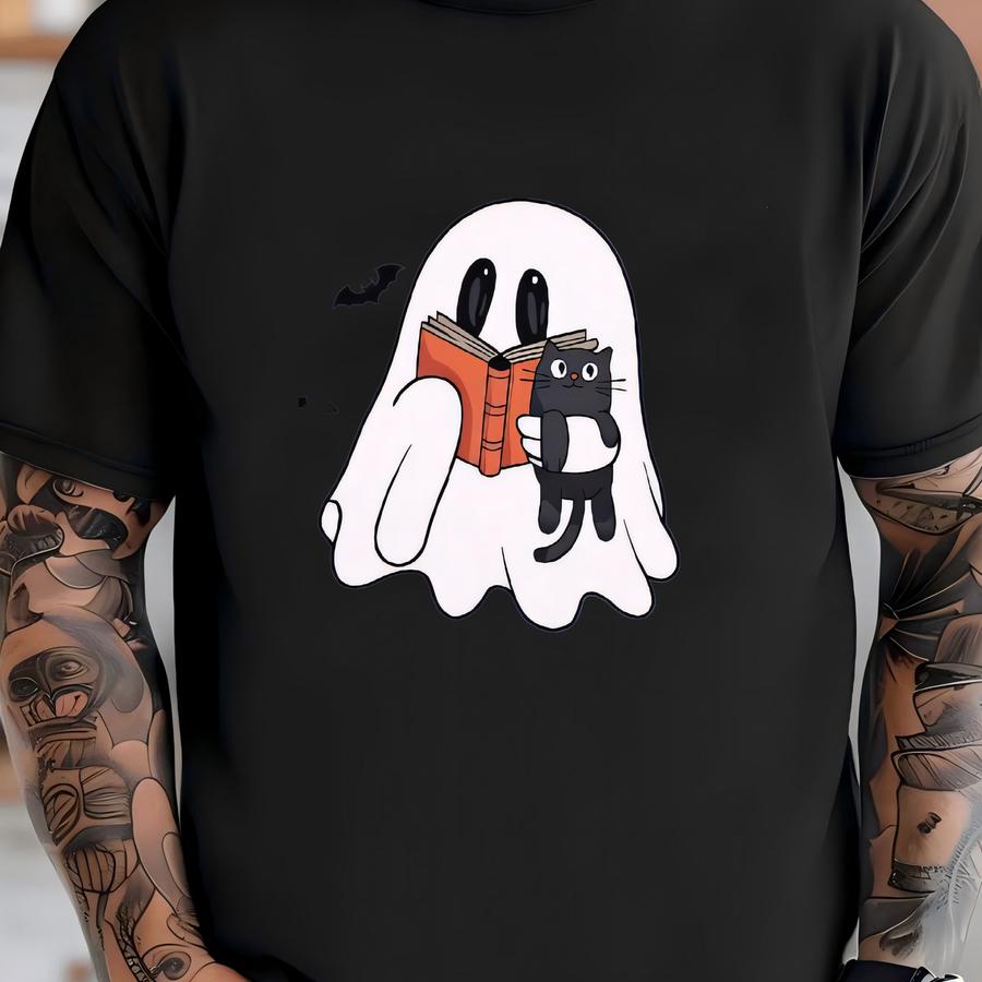 ® Ghost Reading Books Shirt, Bookish Halloween Shirt, Teacher Librarian Halloween Gift, Halloween Book Lover, Halloween School T-shirt