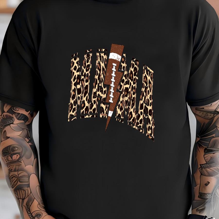 Football Mom Shirt, Cute Football Season Mama Shirt, Gift For Football Lover Mom Shirt, Mothers Day Gift Mom, Leopard Print Mama Shirt, Gift T-shirt