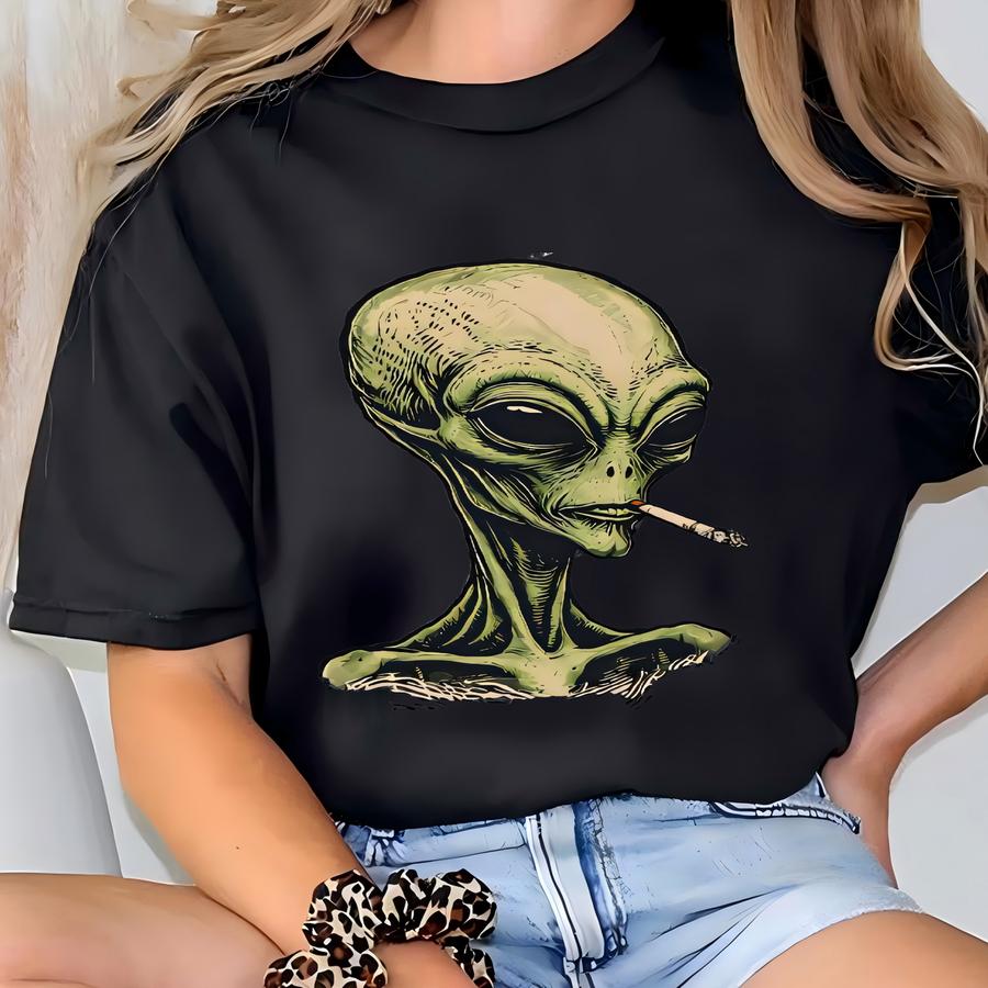 Smoking Alien What? Meme Halloween Shirt, Comfort Colours Cryptid Halloween T Shirt, Alien Fantasy Shirt, Outer Space Shirt, Crypid Clothing T-shirt