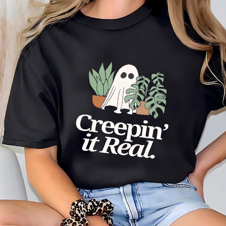 Halloween Creep It Real Shirt, Comfort Color Ghost Tee, Halloween Crewneck, Cute Ghost Lovers, Retro Halloween, Creep It, Little Ghost Shirt T-shirt