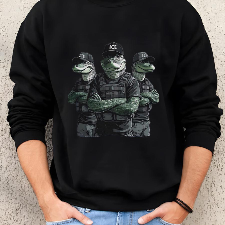Institute Of Crocodile Enforcement Tee, Alligator Alcatraz, Ice Agents, Funny Graphic Shirt, Perfect For Parties, Political Satire Sweatshirt Institute Of Crocodile Enforcement Tee, Alligator Alcatraz, Ice Agents, Funny Graphic Shirt, Perfect For Parties, Political Satire Sweatshirt