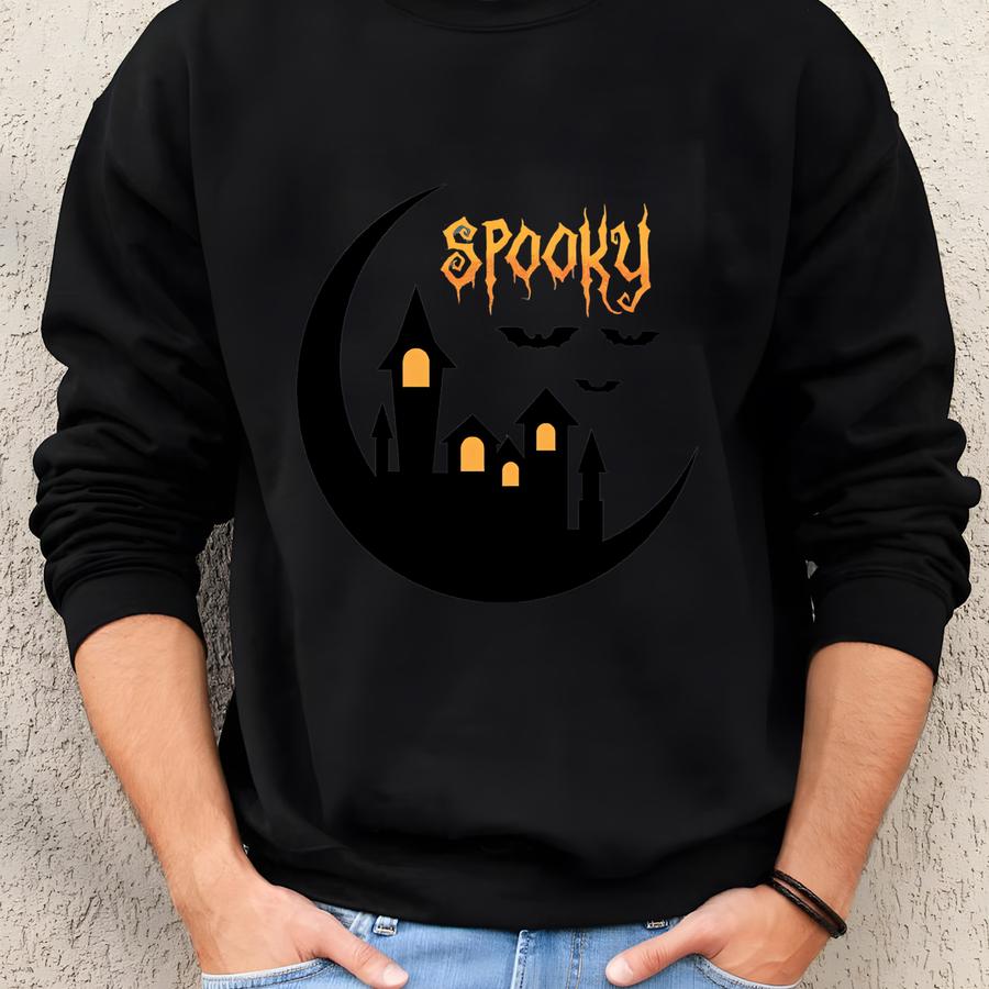 Spooky Moon Shirt, Halloween Spooky Town Sweatshirt, Halloween Gift Hoodie, Womens Halloween Shirt, Spooky Season Shirt, Ghost Halloween Tee Sweatshirt