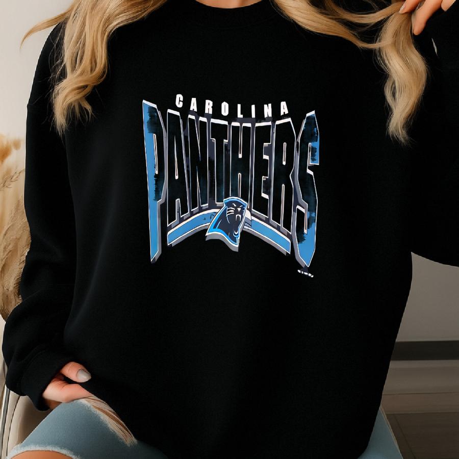 90s Carolina ‘panthers’ Crewneck Sweatshirt Print Logo Black Color Men’s Xl Sweatshirt