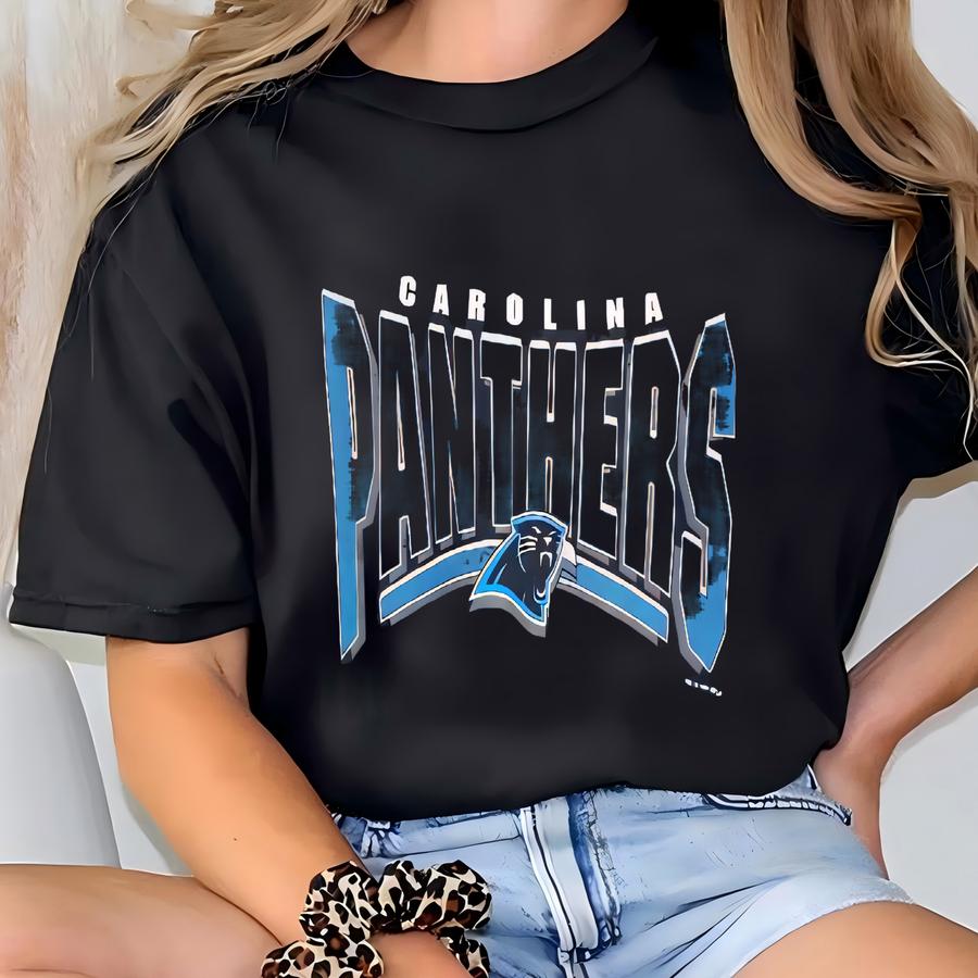 90s Carolina ‘panthers’ Crewneck Sweatshirt Print Logo Black Color Men’s Xl T-shirt