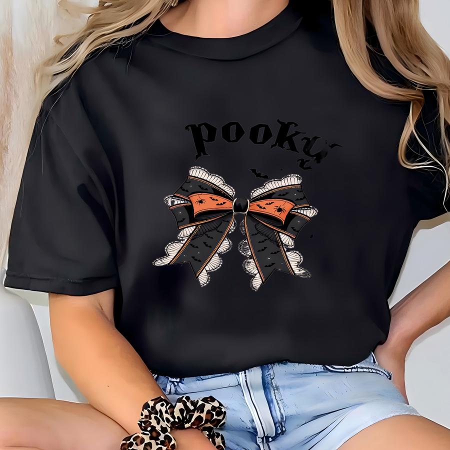 Spooky Mama Hoodie: Ghost Bow Halloween Mom Sweatshirt T-shirt