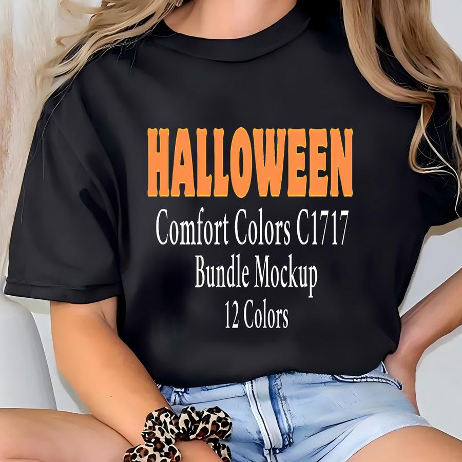 C1717 Tshirt Halloween Mockup Bundle | Real Model Photo | Fun Fall Halloween Style-| Cc 1717 Hoodie Mock-up Bundle T-shirt