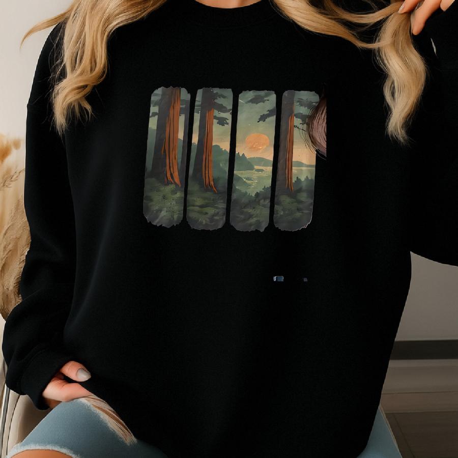 Redwood National Park Tshirt Sweatshirt Hoodie, California Forest Tree Tee, Line Nature Gift, Outdoors Adventure Shirt Sweatshirt