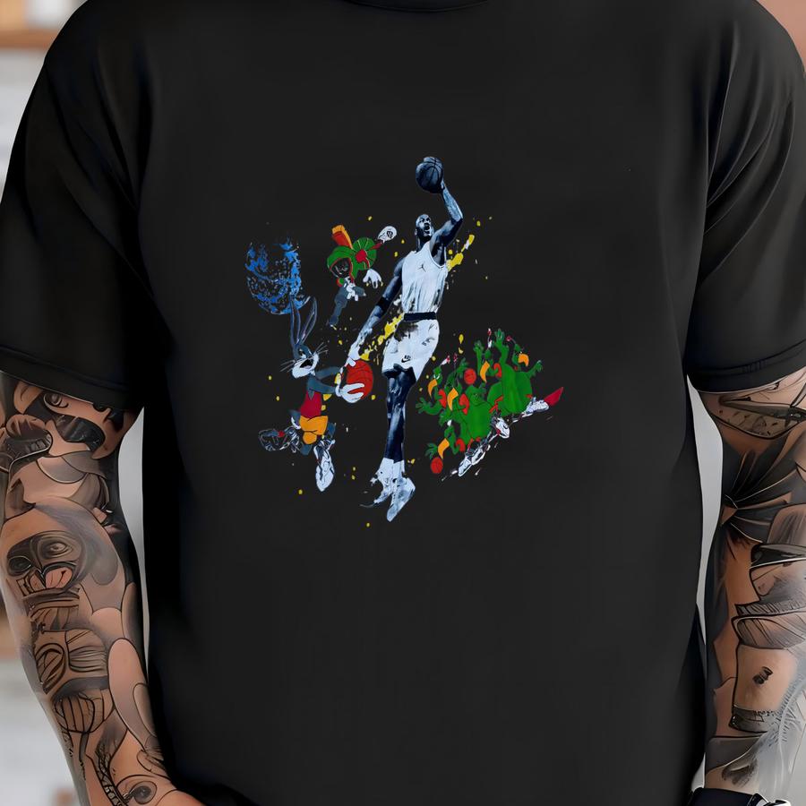 Vintage 1993 Michael Looney Tunes Warner Brothers 90s Rare Space Graphic Shirt Size Large T-shirt