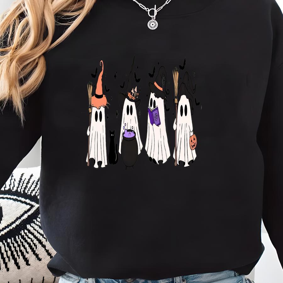 Cute Ghosts Witch Sweatshirts, Funny Halloween Witch Crewneck, Funny Witch Shirt, Womans Halloween Shirts, Gift For Halloween, Fall Shirt Sweatshirt