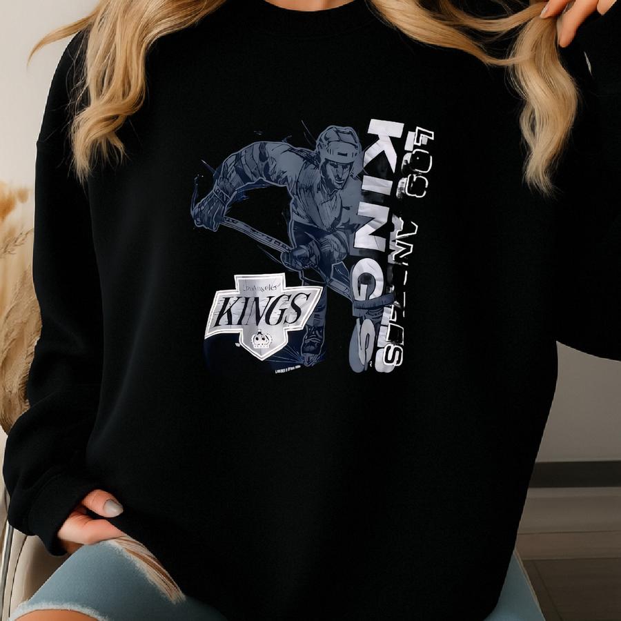 Vintage 90s Los Angeles Kings Crewneck Sweatshirt - - Print Logo - Black Color - Men’s Fit To M Sweatshirt