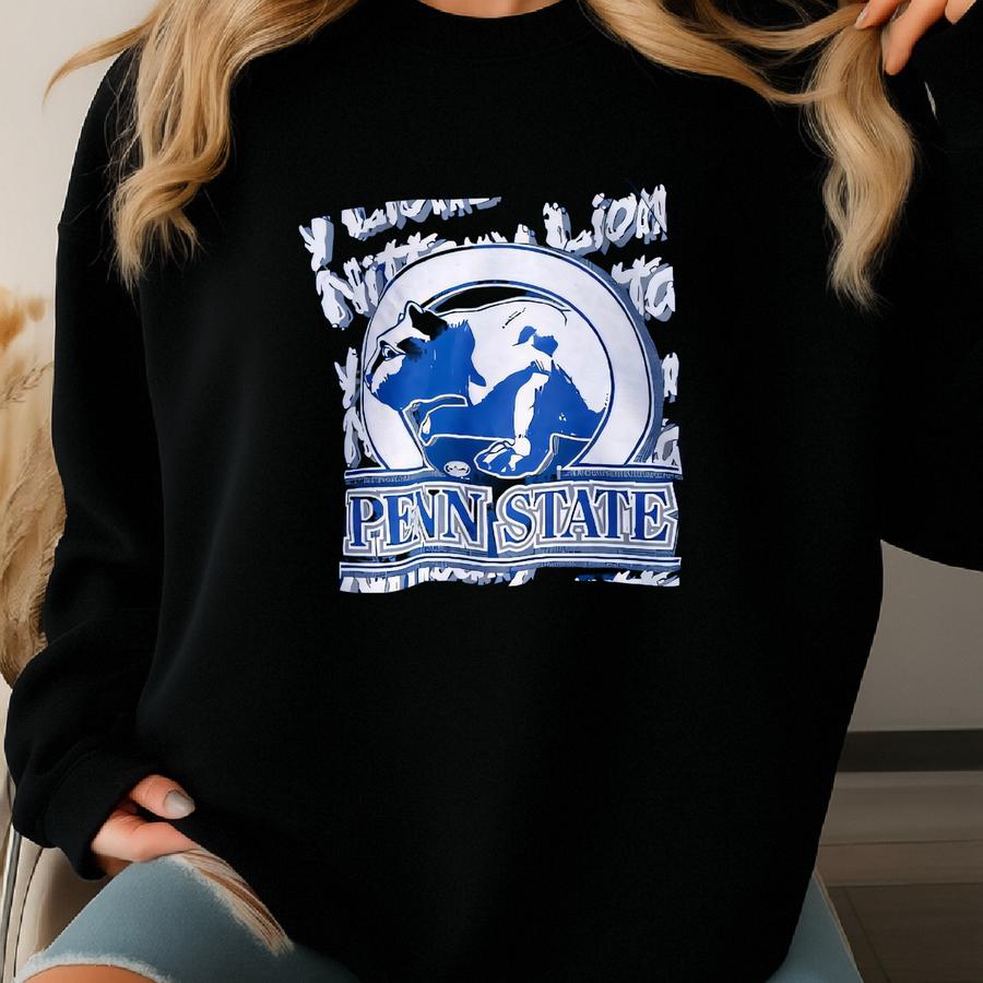 80s Ncaa Pennsylvania State University ‘nittany Lions’ Crewneck Sweatshirt Print Logo Blue Color Men’s Fit To L Sweatshirt