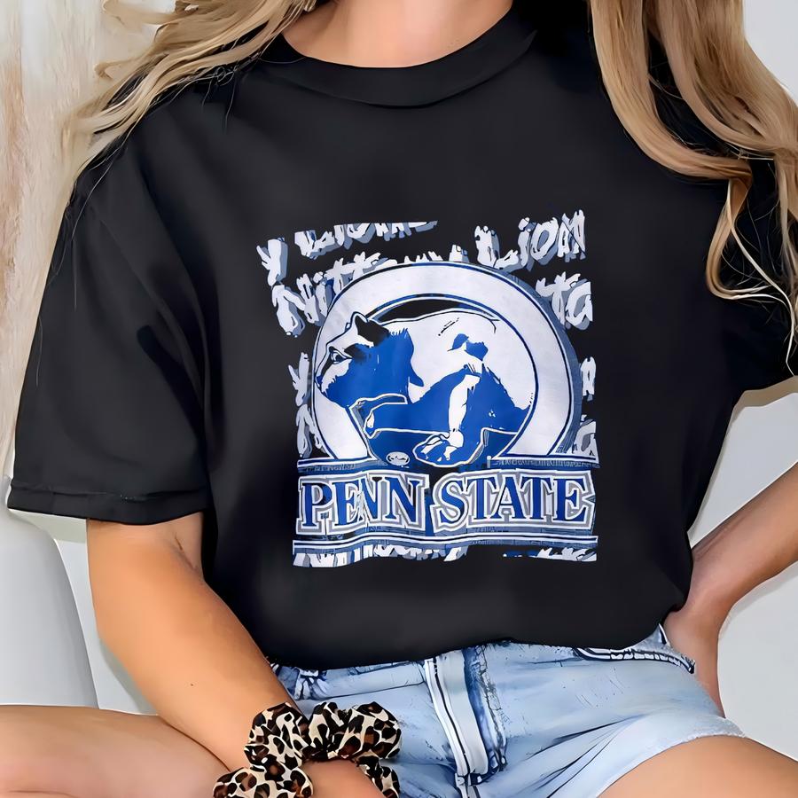 80s Ncaa Pennsylvania State University ‘nittany Lions’ Crewneck Sweatshirt Print Logo Blue Color Men’s Fit To L T-shirt