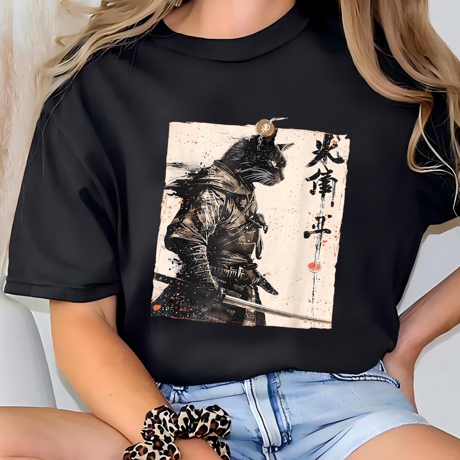 Samurai Cat Shirt: Japanese Warrior Tee T-shirt