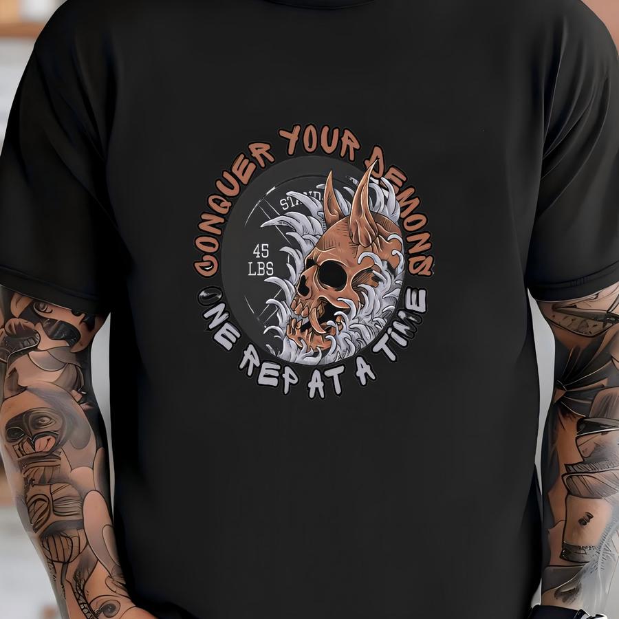 Conquer Your Demons Shirt, , Pump Cover Shirt, Gym Lover Gift, Fitness, Weightlifting Gift, Gymrat Tee, Workout Clothes T-shirt