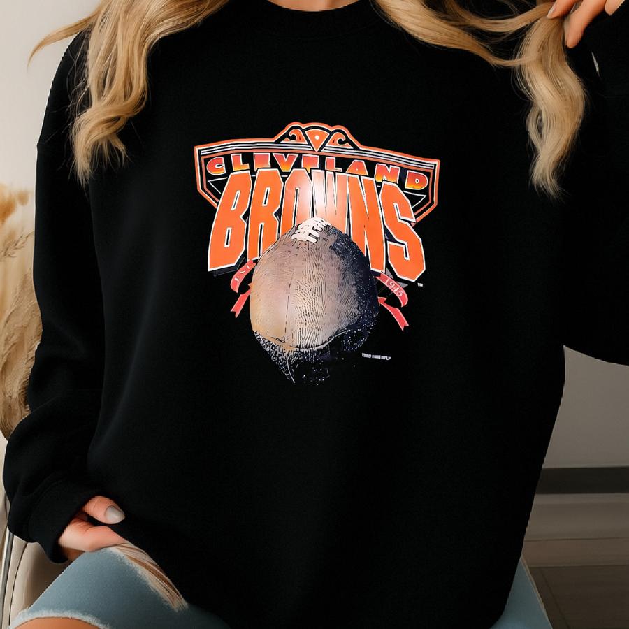 Vintage 90s Cleveland Browns Crewneck Sweatshirt - - Print Logo - Black Color - Men’s L Sweatshirt