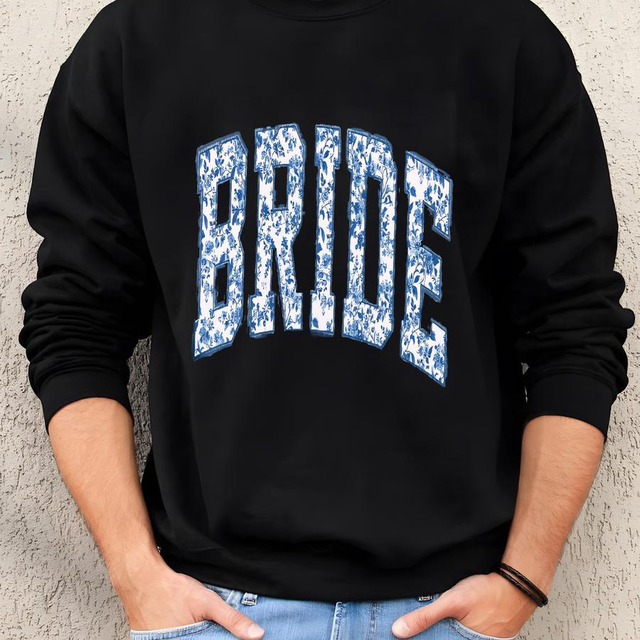 ® Bride Sweatshirt, Toile Floral Bride Sweatshirt, Cute Bride Gift, Bachelorette Party Shirt, Bridal Shower Engagement Outfit Sweatshirt