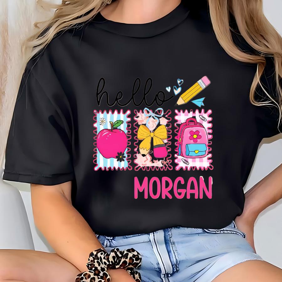 Personalized Girls Back To School Shirt: First Day Of School Photo Tee T-shirt