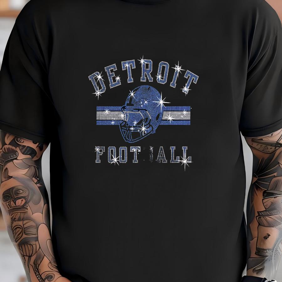 Detroit Football Rhinestone Shirt: Game Day Sparkle Tee T-shirt