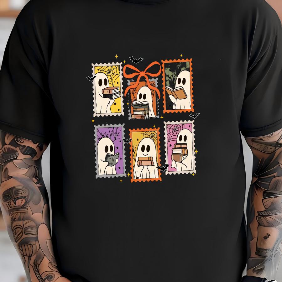 Funny Ghost Book Lover Sweatshirt: Spooky Halloween Reading Crewneck T-shirt