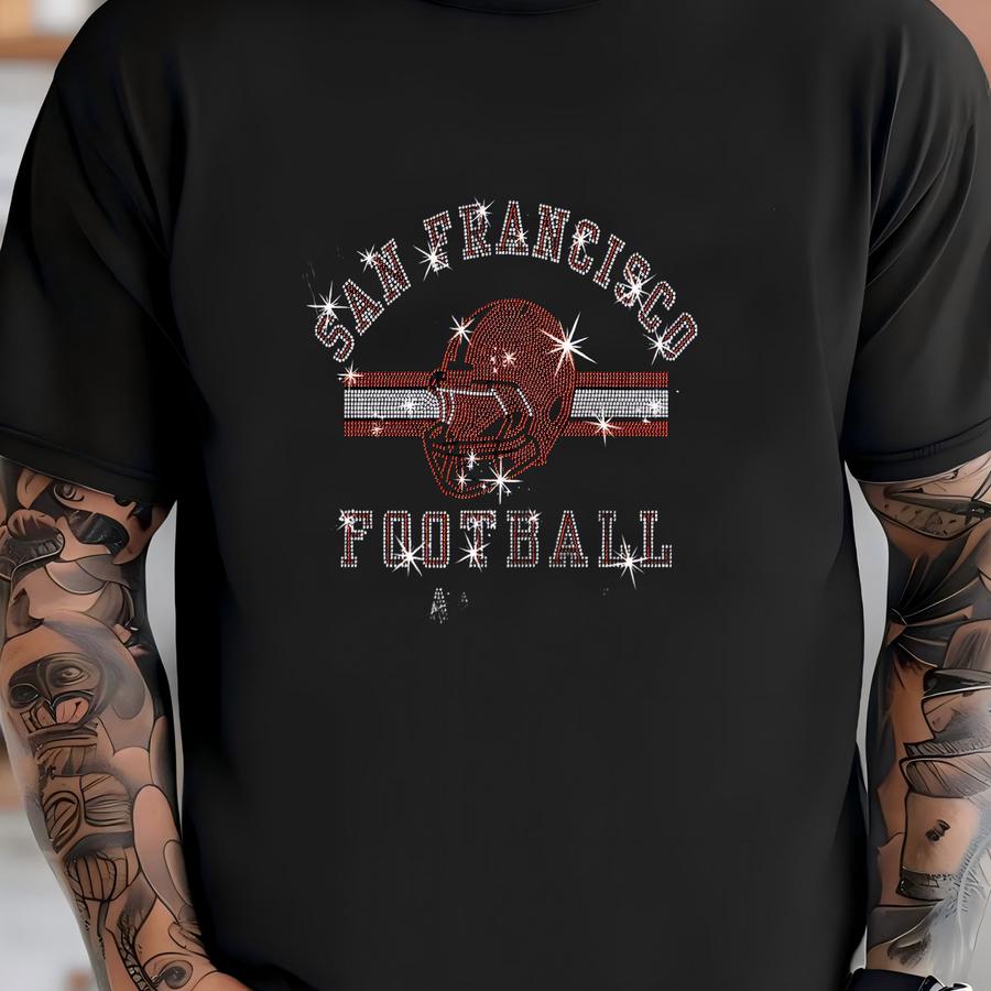 San Francisco Football Rhinestone Shirt: Game Day Sparkle T-shirt