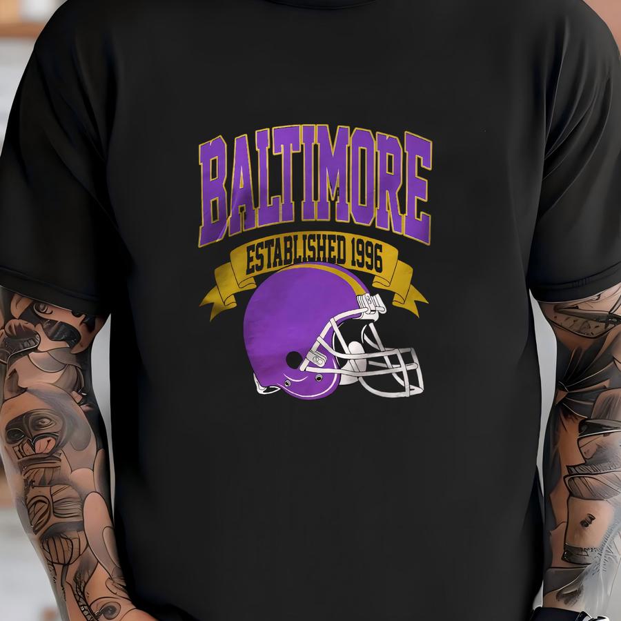 Vintage 1996 Baltimore Football Hoodie Unisex Adult , Youth Tee, Sweatshirt T-shirt