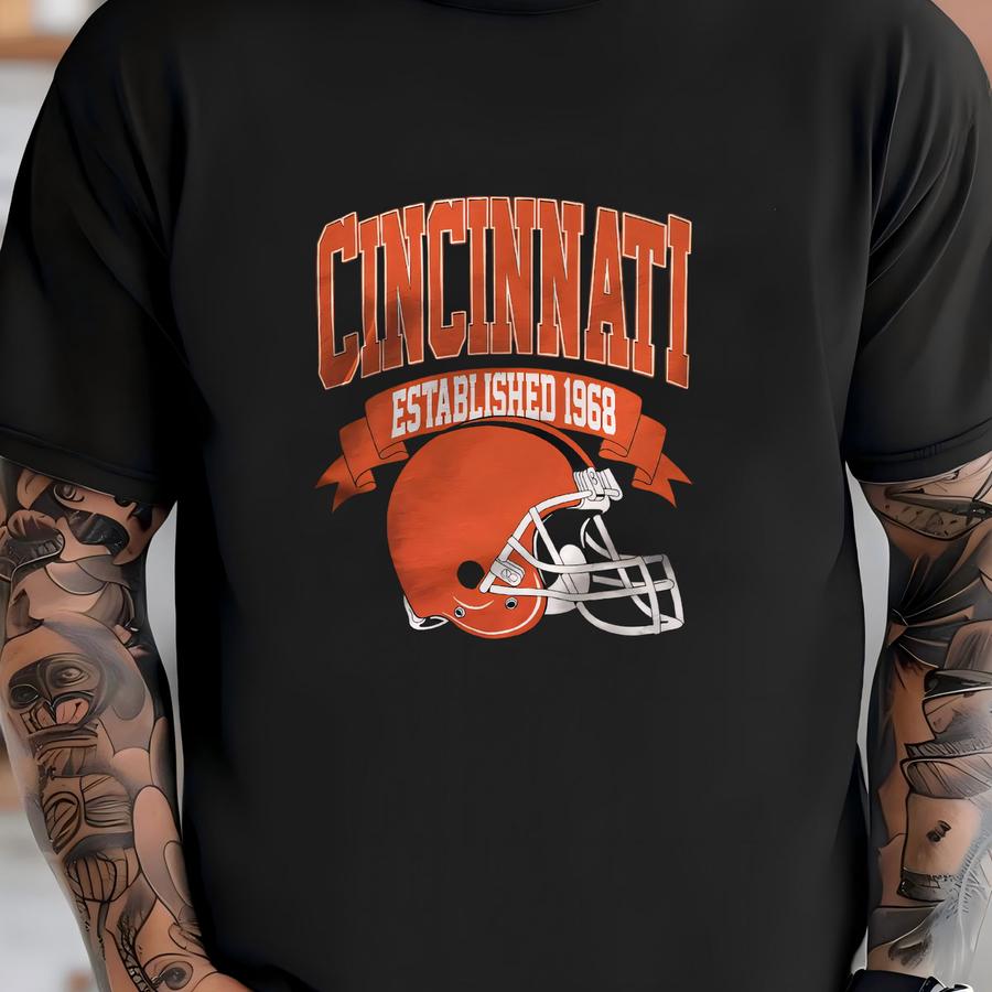Vintage 1968 Cincinnati Football Hoodie Unisex Adult , Youth Tee, Sweatshirt T-shirt