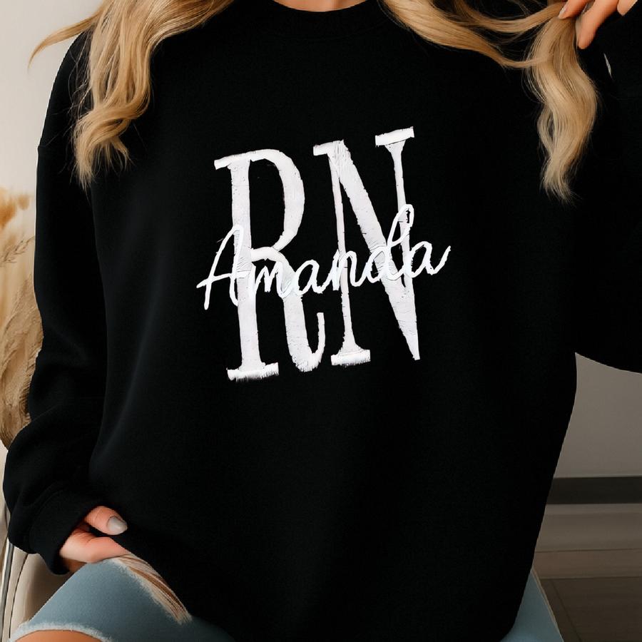 Nurse Sweatshirt, Custom Rn Name Crewneck, Personalized Nurse Gift, Cute Graduation Sweatshirt, Nurse Appreciation Gift Sweatshirt