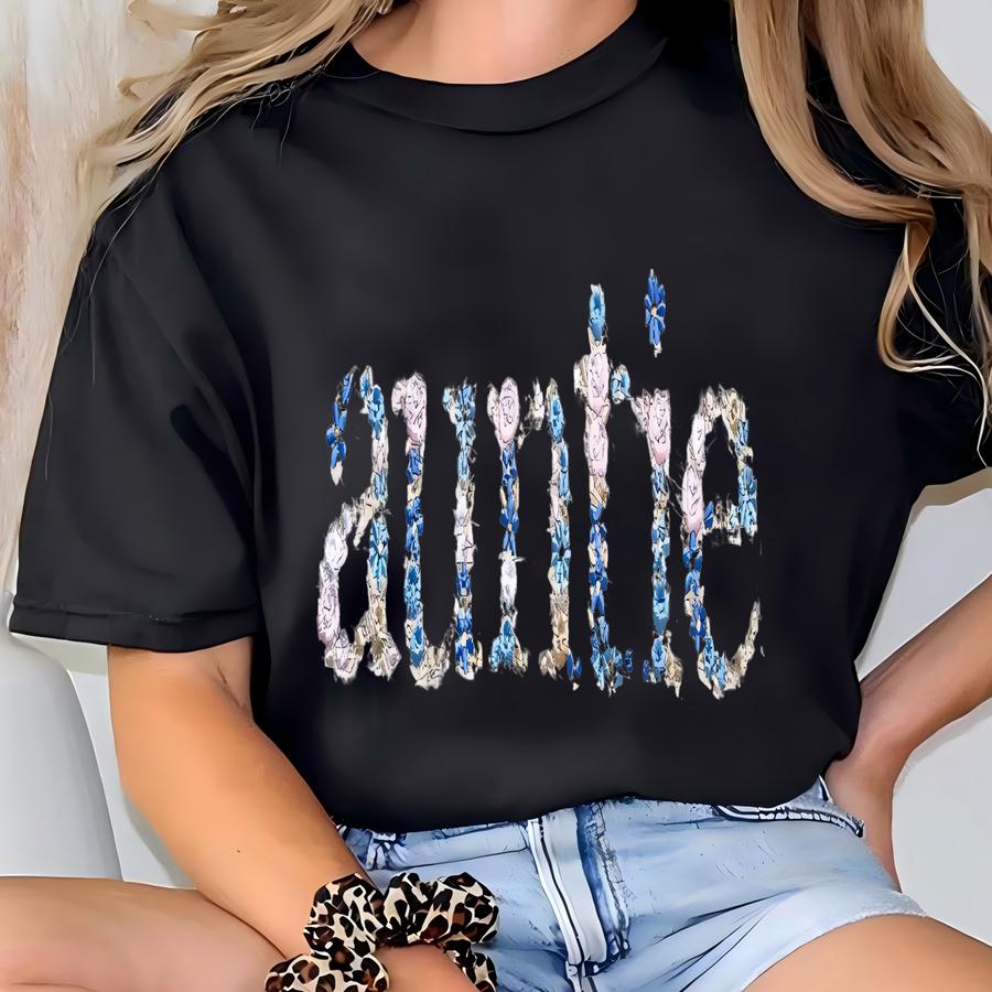 Floral Aunt Sweatshirt: Personalized Auntie Gift With Kid Name T-shirt