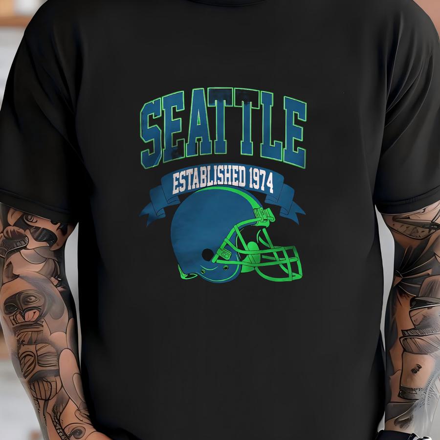 Vintage 1974 Seattle Football Hoodie Unisex Adult , Youth Tee, Sweatshirt T-shirt