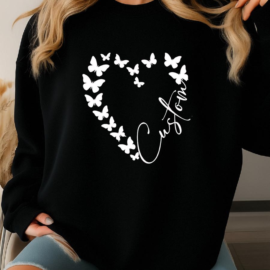 Custom Heart Sweatshirt: Personalized Text Crewneck - Gifts For Her Sweatshirt