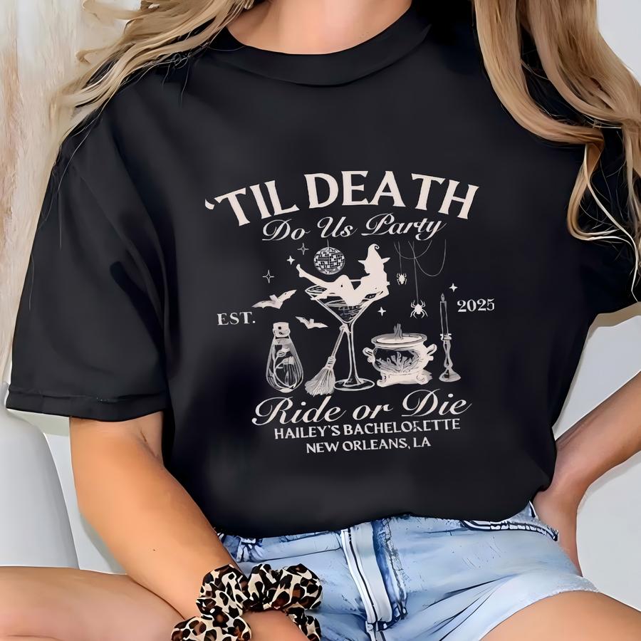 Til Death Do Us Party Bachelorette Party Shirt, Bride Or Die Bachelorette Tee, Witchy Bachelorette Shirt, Gothic Bachelorette T-shirt