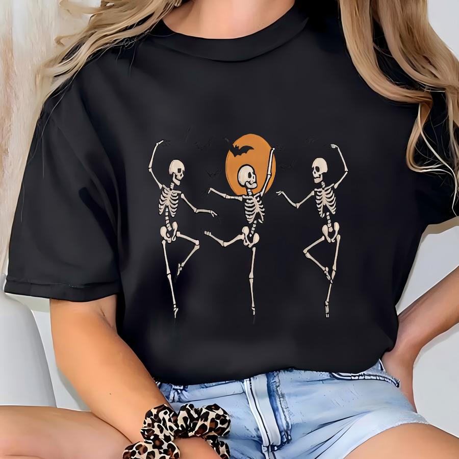 Halloween Dancing Skeletons Sweatshirt | Fun Spooky Vibes Sweatshirt | Cozy Fall Apparel | Halloween Skeletons Sweatshirt T-shirt