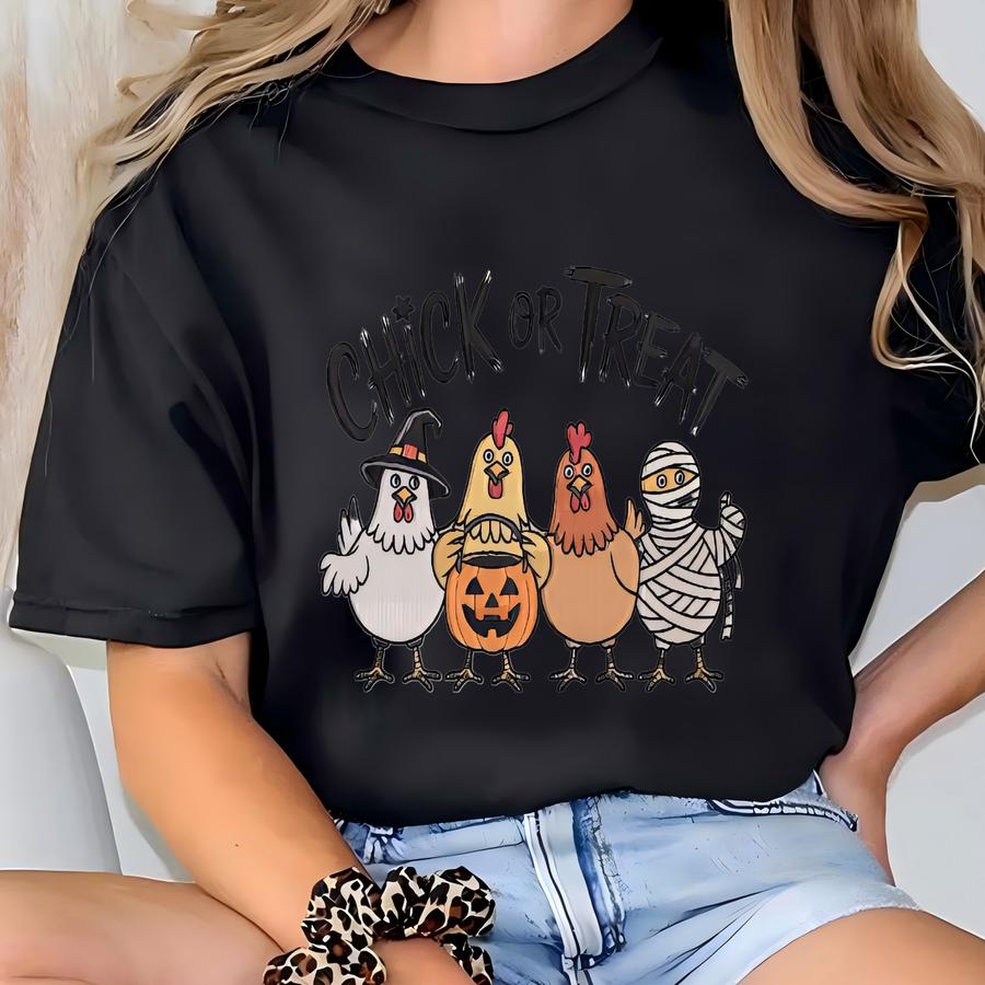 Halloween Chick Or Treat Sweatshirt, Funny Chicken Sweatshirt, Chicken Chick Or Treat Crewneck, Cute Animal Sweatshirt T-shirt