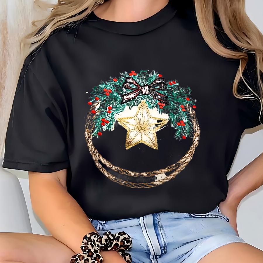 Christmas Western Star Tea Towel, Y T-shirt