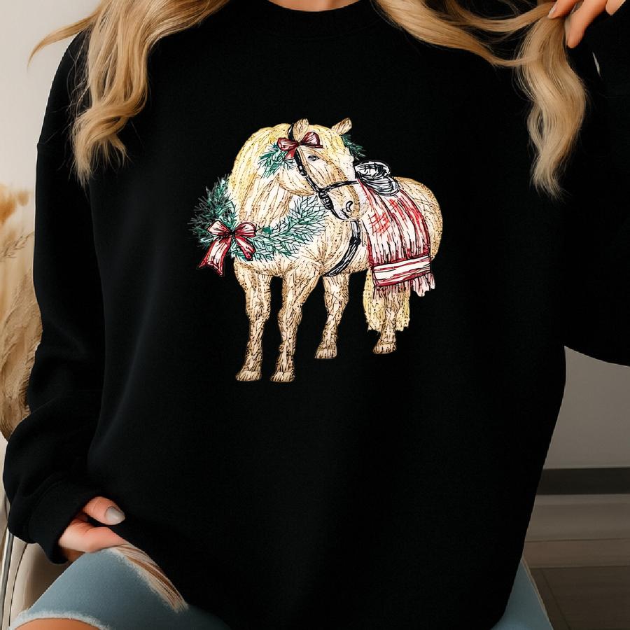 Christmas Horse Tea Towel, Y Sweatshirt