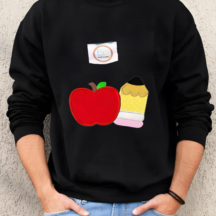 Apple Pencil Back To School Dress: Handmade Cotton Outfit Sweatshirt