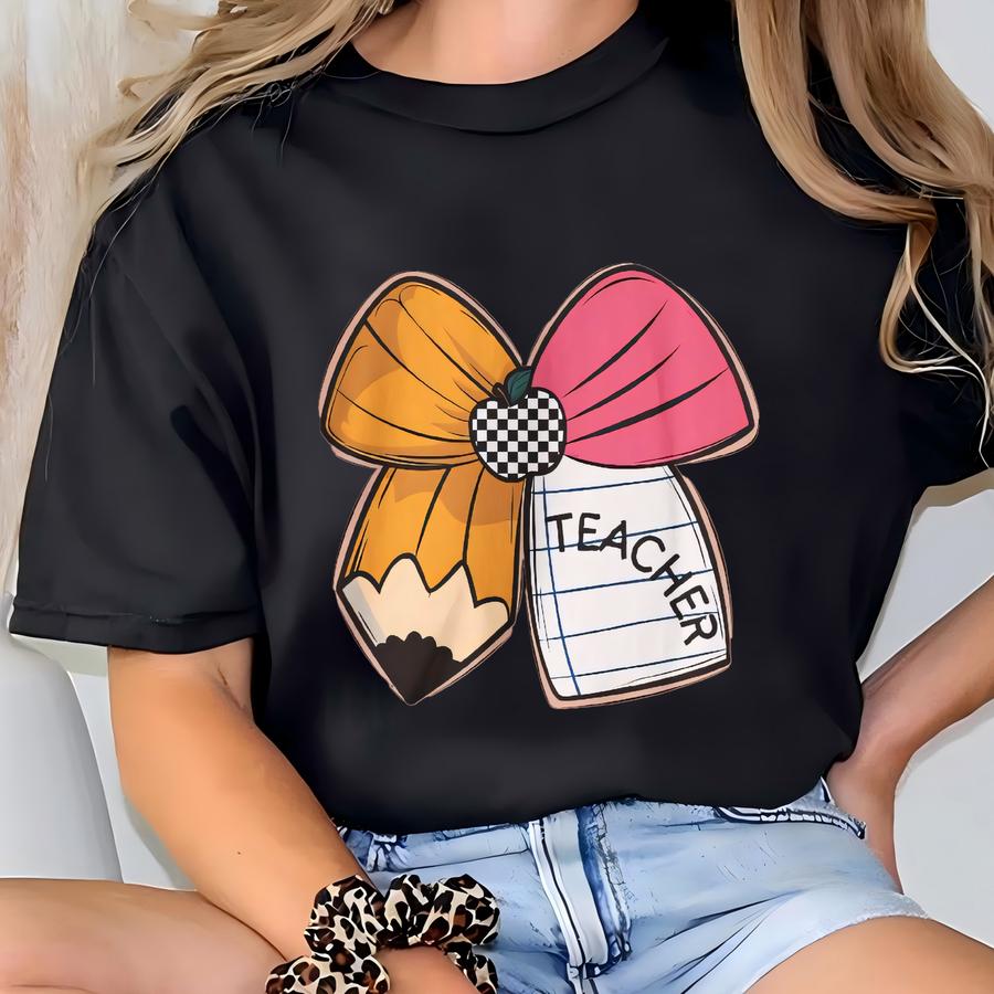 Teacher Appreciation Hoodie: Bow Pencil Design, Back To School Apparel T-shirt