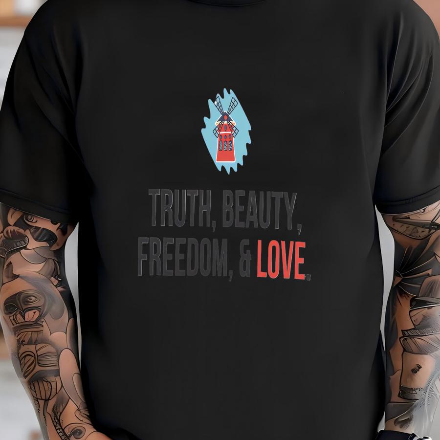 Moulin Rouge Windmill Hoodie: Truth, Beauty, Freedom, Love | Christian The Composer Broadway Musical Tee T-shirt