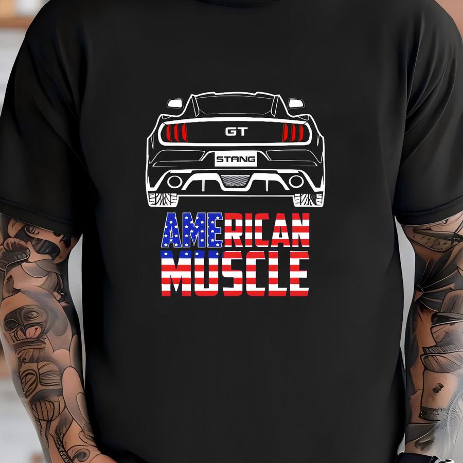 S550 Coyote 5.0 2015-2017 American Muscle Back Print Hoodie T-shirt